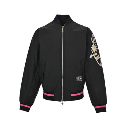 Dior No. 47 neon pink embroidered baseball jacket