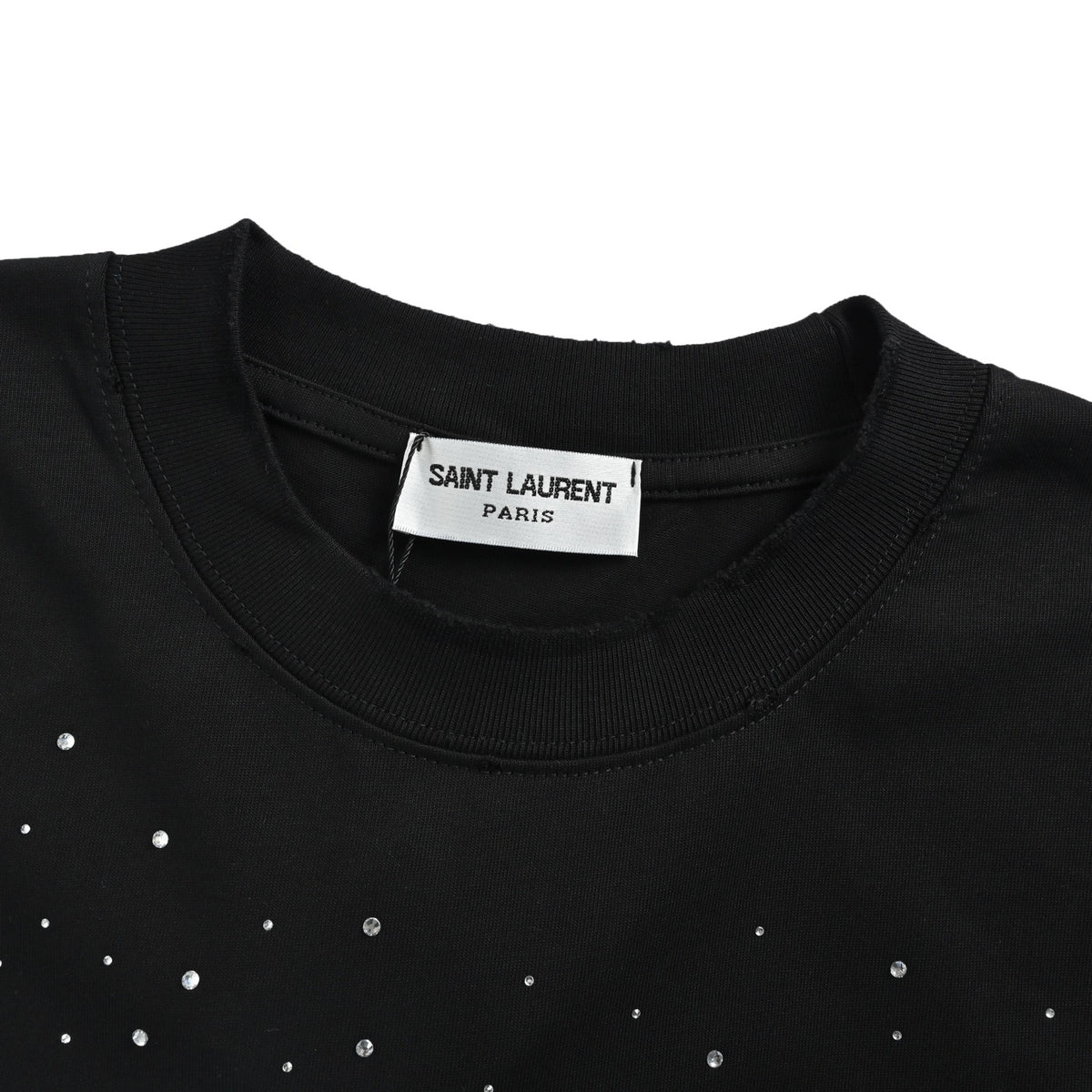 Saint Laurent ripped embroidery hot diamond short sleeves