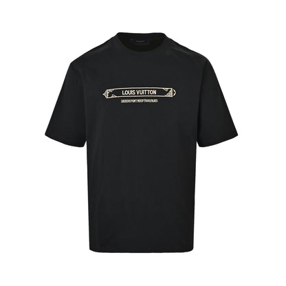 LouisVuitton/Louis Vuitton 26ss embroidered letters retro scroll short sleeves