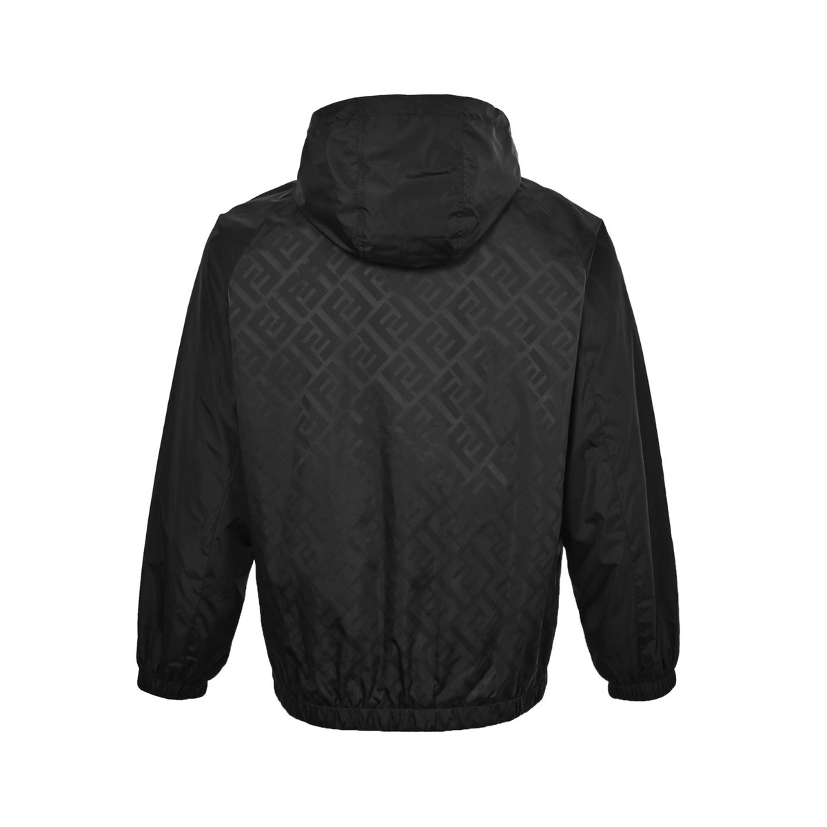 Fendi Double F all-over printed sleeves patchwork hooded thin coat