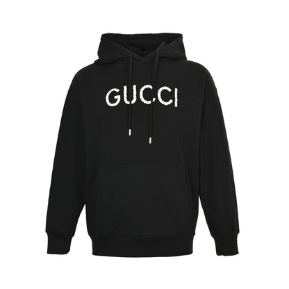 Gucci 25Fw letter embroidered hooded sweatshirt