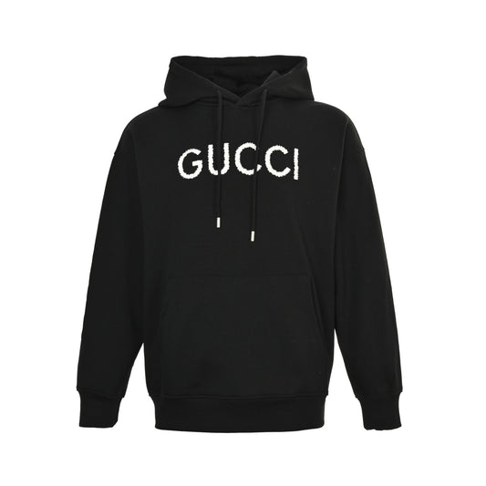 Gucci 25Fw letter embroidered hooded sweatshirt