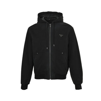 Prada 25Fw triangle logo hooded cotton jacket