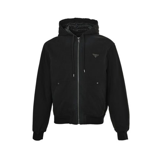 Prada 25Fw triangle logo hooded cotton jacket