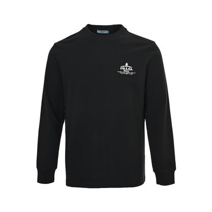 Prada 25Fw long-sleeved T-shirt with large logo signature embroidery on the back