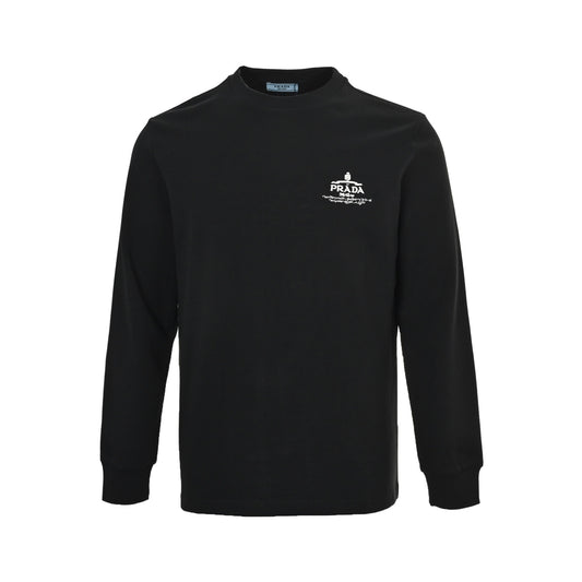 Prada 25Fw long-sleeved T-shirt with large logo signature embroidery on the back