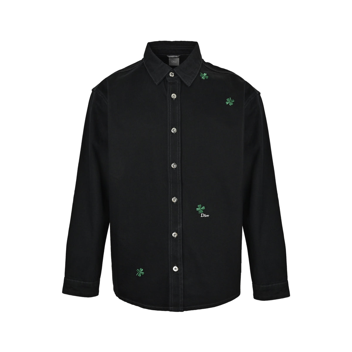 Dior four-leaf clover embroidered long-sleeved shirt jacket