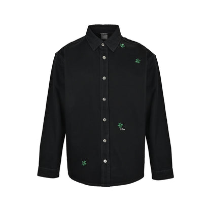 Dior four-leaf clover embroidered long-sleeved shirt jacket