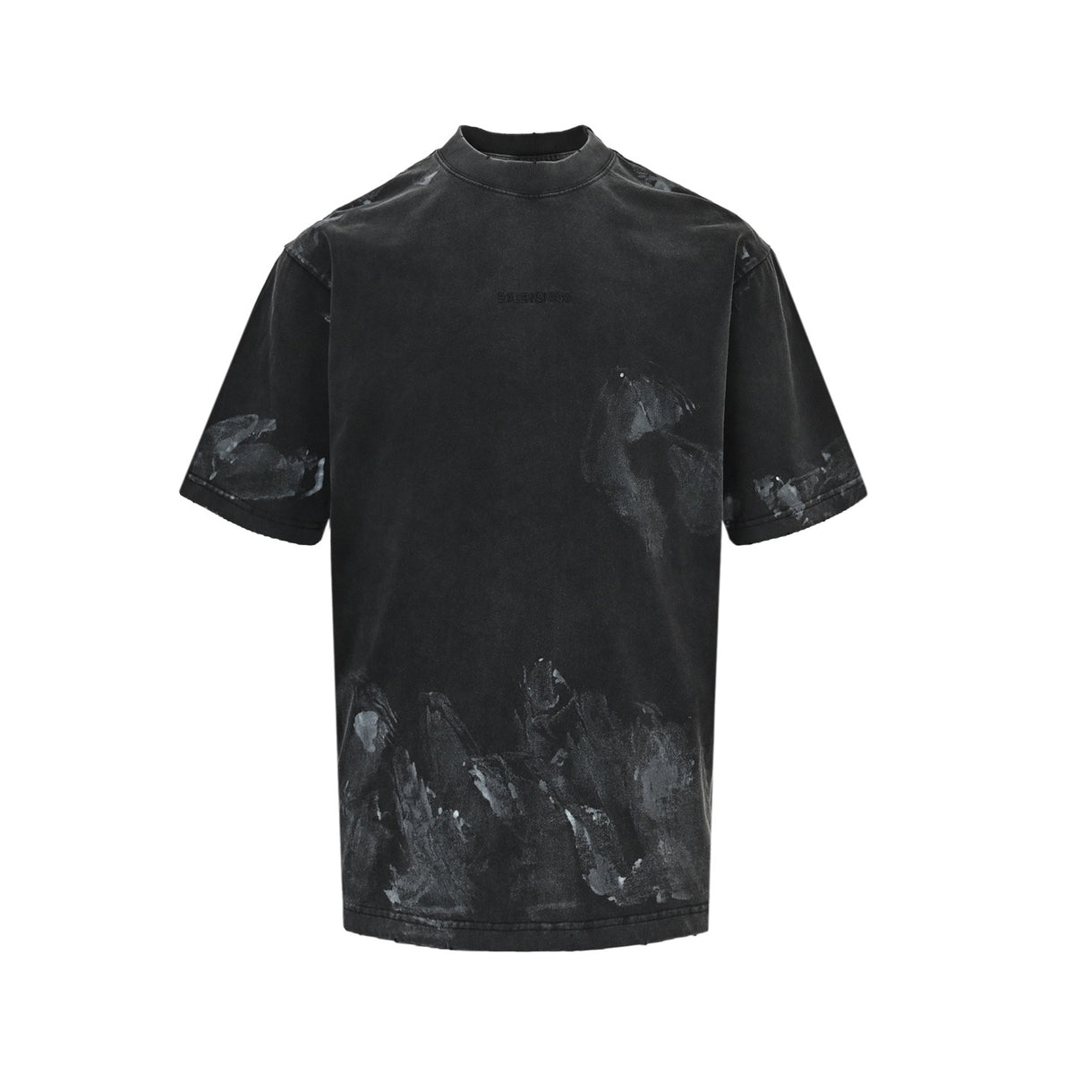 Balenciaga 25ss paint inkjet embroidered letter short sleeves