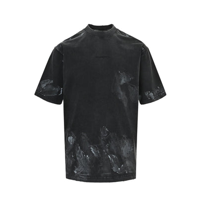 Balenciaga 25ss paint inkjet embroidered letter short sleeves