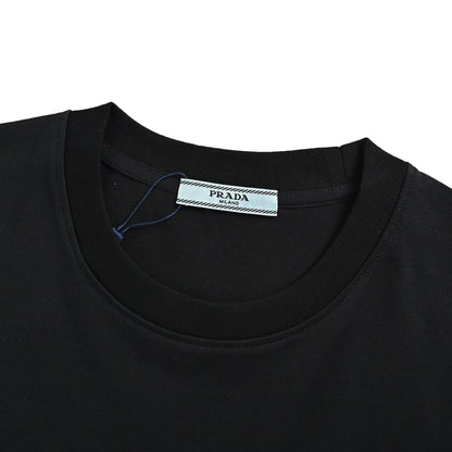 Prada 26ss emblem letter embroidered short sleeves