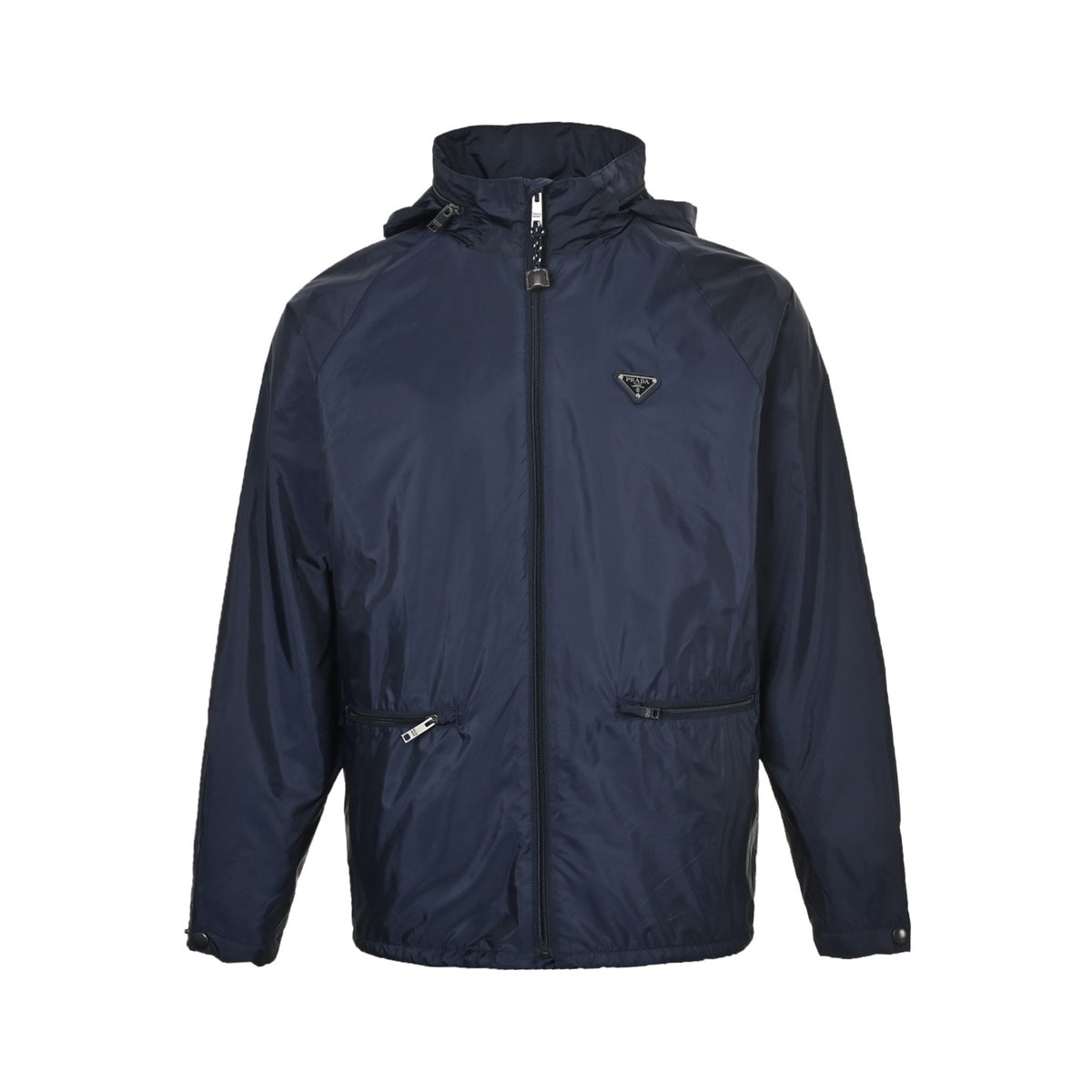 Prada regenerated nylon fleece horizontal zipper hooded jacket