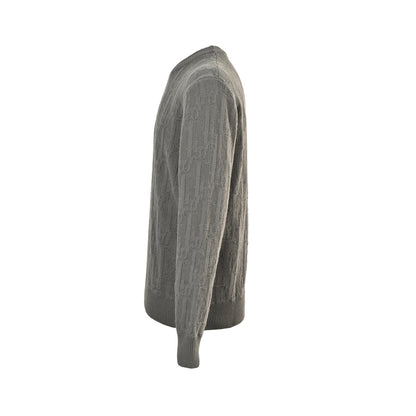 Dior 25Fw all-over printed gray jacquard crew neck sweater