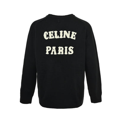 Celine Arc de Triomphe back letters terry embroidered sweater