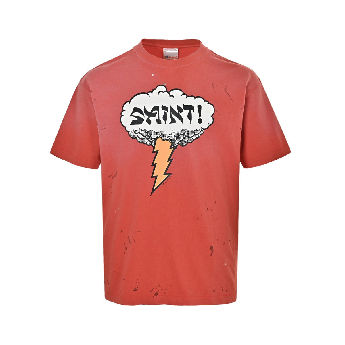 SAINT MICHAEL cloud lightning letter print short sleeves
