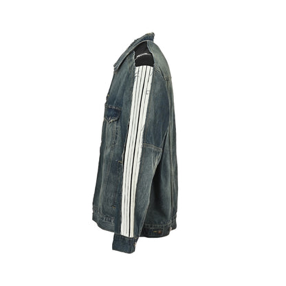 Balenciaga/Balanciaga 25Fw circular embroidered webbing splicing destroyed denim jacket