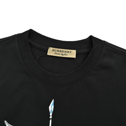 Burberry 26ss hand-painted splash ink knight short sleeves