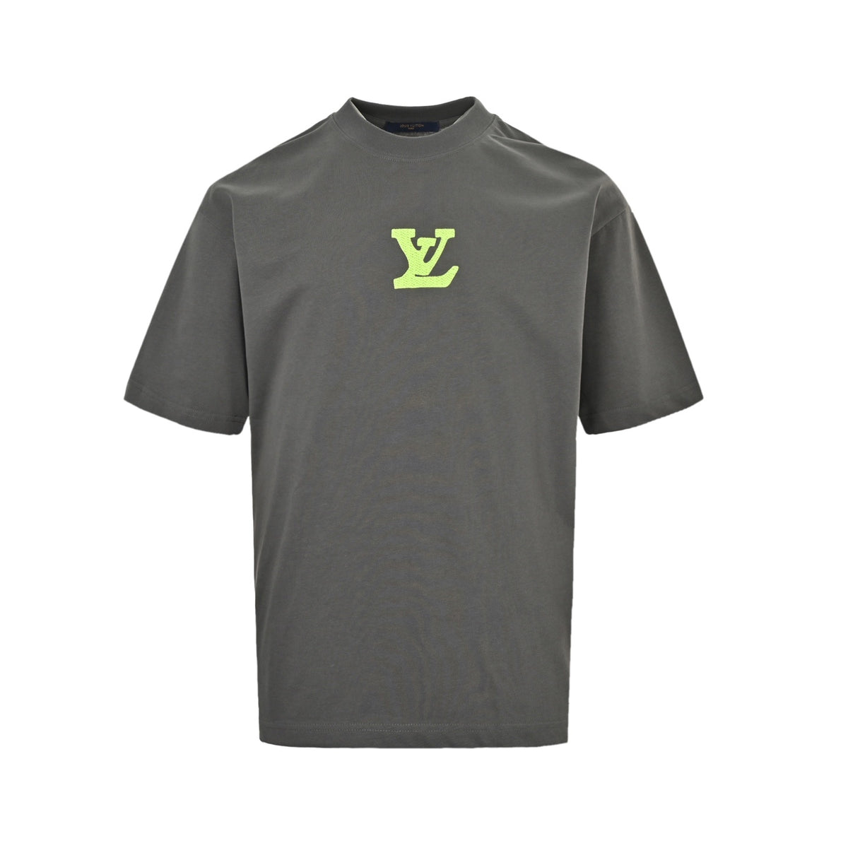 Louis Vuitton 26ss fluorescent green embroidered letter short sleeves
