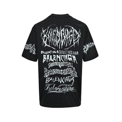 Balenciaga letters are printed all over with breathable graffiti short sleeves