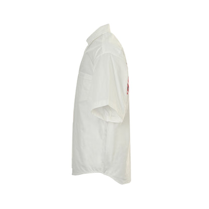 Balenciaga 25ss red tape back short-sleeved shirt