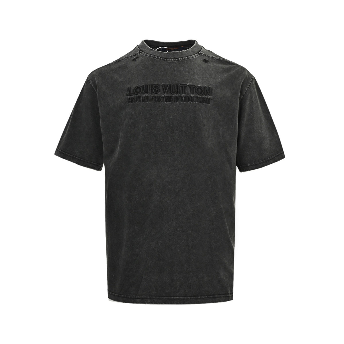 Louis Vuitton 25ss embroidered letters washed distressed short sleeves