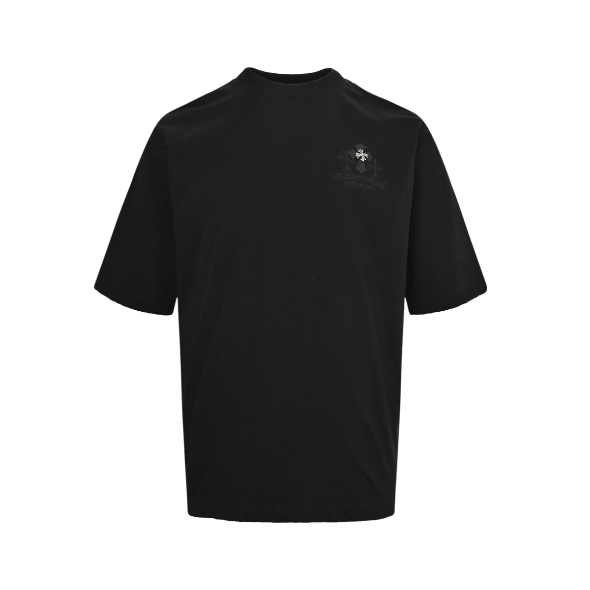 Chrome Hearts/Chrome Heart Leather Label Cross Hardware Hole Short Sleeves