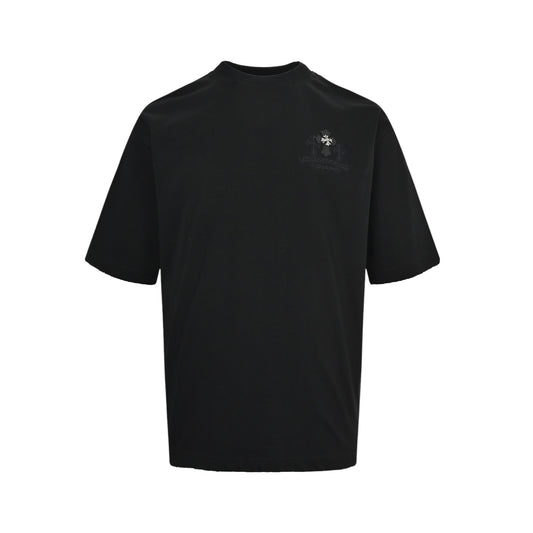 Chrome Hearts/Chrome Heart Leather Label Cross Hardware Hole Short Sleeves