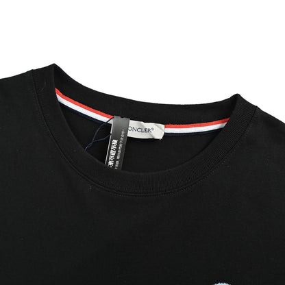 Monecler/Mask Flocked Logo Round Neck Short Sleeves