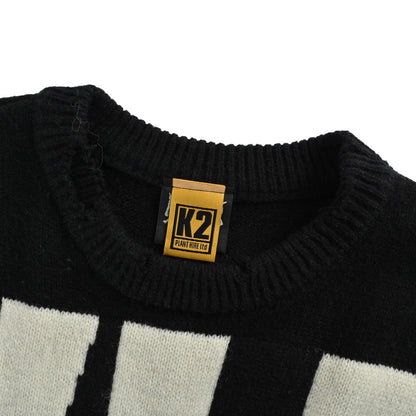 SAINT MICHAEL joint KLF letter jacquard crew neck sweater