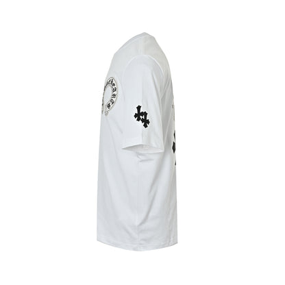 Chrome Hearts/Chrome Heart leather label horseshoe cross short sleeves