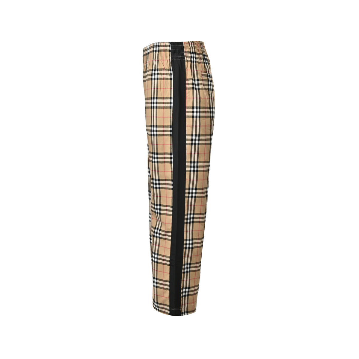 Burberry side striped plaid stretch cotton trousers