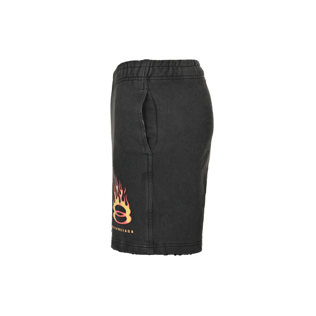 Balenciaga/Balanciaga 24ss double ring flame washed shorts
