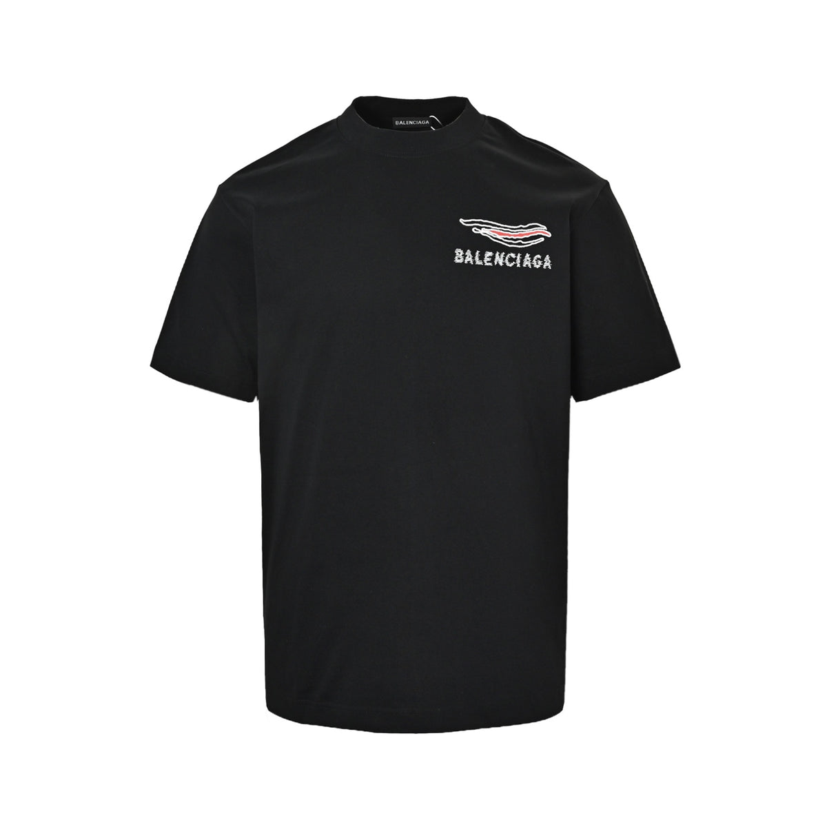 Balenciaga red label wave cola embroidered round neck short sleeves