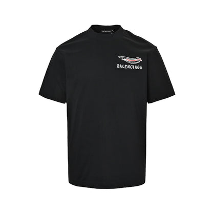 Balenciaga red label wave cola embroidered round neck short sleeves