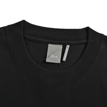 Dior ink bird print letter short sleeves