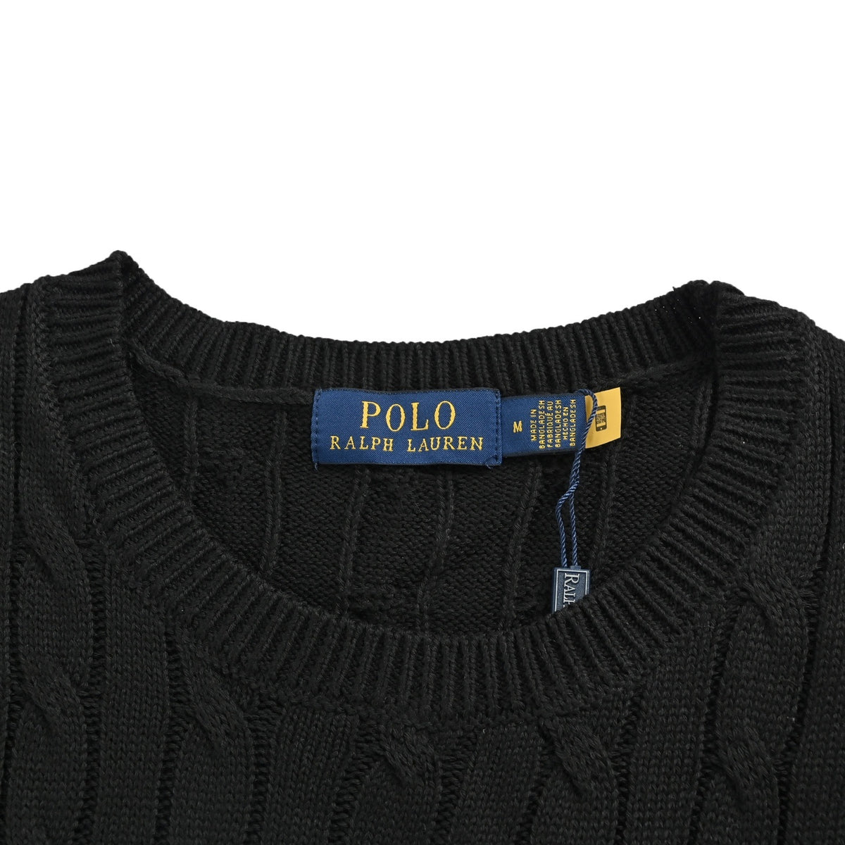 Ralph Lauren horse logo embroidered cable knit short sleeves