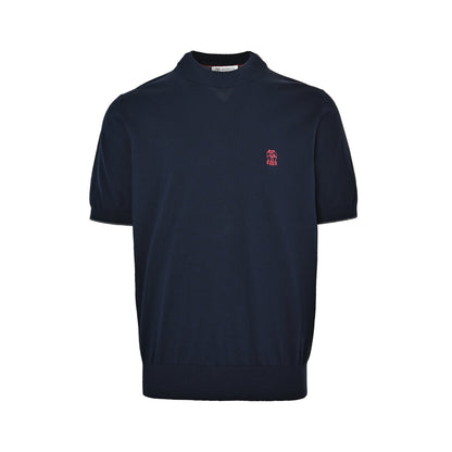 BRUNELLO CUCINELLI BC 26ss navy blue badge knitted short-sleeve