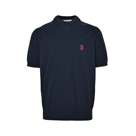 BRUNELLO CUCINELLI BC 26ss navy blue badge knitted short-sleeve
