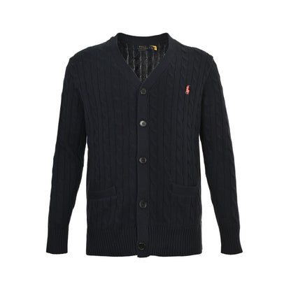 Ralph Lauren 25Fw embroidered pony logo cable knit sweater cardigan