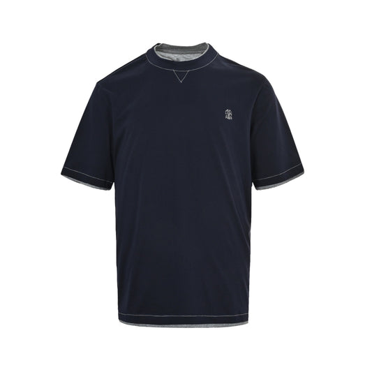 BRUNELLO CUCINELLI/BC embroidered layered short sleeves