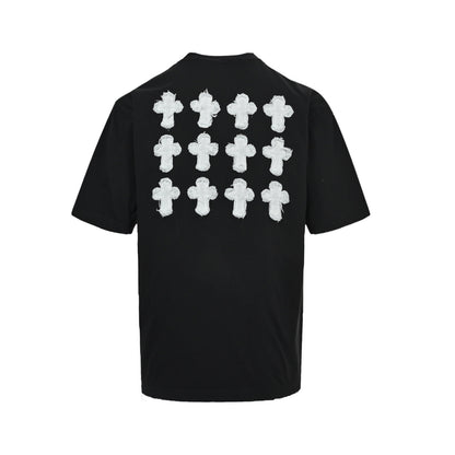 Chrome Hearts/Chrome Heart 26ss frayed washed patch embroidered short sleeves