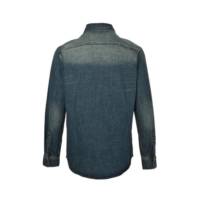 Gucci family crest embroidered denim shirt