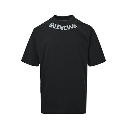 Balenciaga 26ss neckline letter foam printed short sleeves