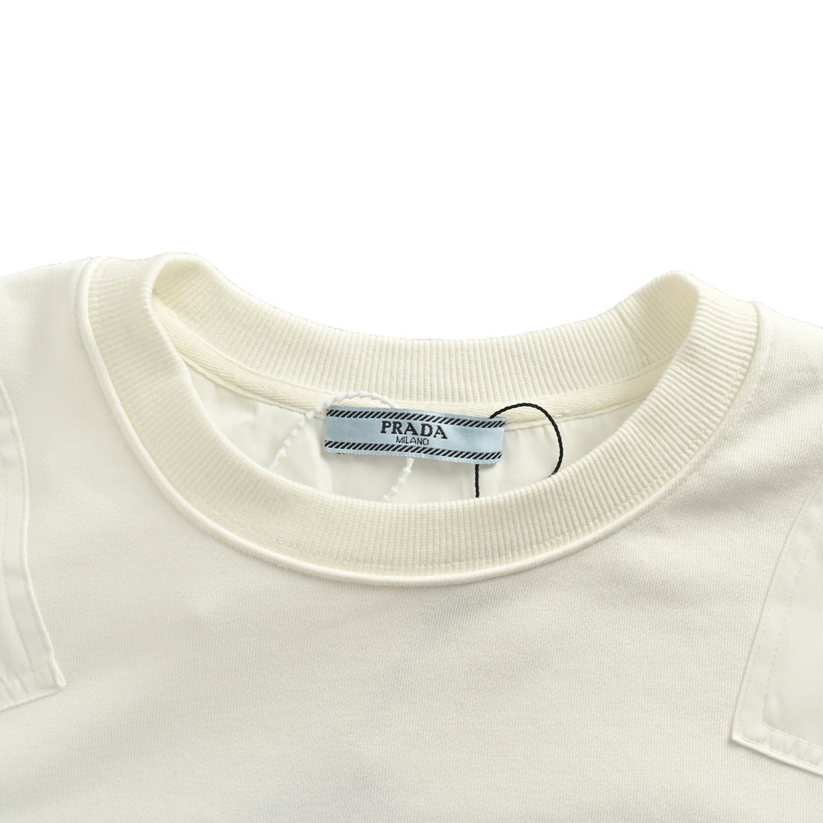 Prada pocket triangle logo nylon splicing round neck sweatshirt