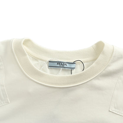Prada pocket triangle logo nylon splicing round neck sweatshirt