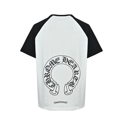Chrome Hearts/Chrome heart horseshoe print patchwork short sleeves