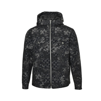 Gucci Double G splash ink hooded down jacket