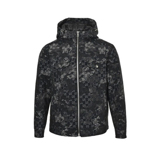 Gucci Double G splash ink hooded down jacket
