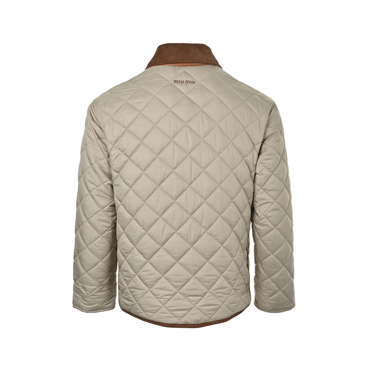 Miu Miu coffee collar off-white quilted cotton coat