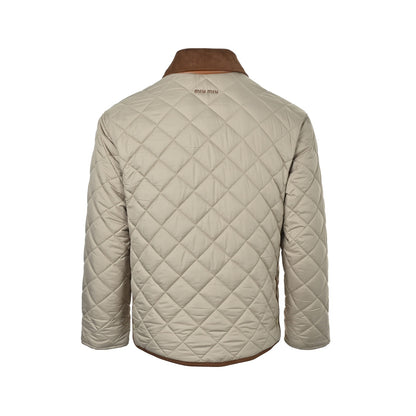Miu Miu coffee collar off-white quilted cotton coat